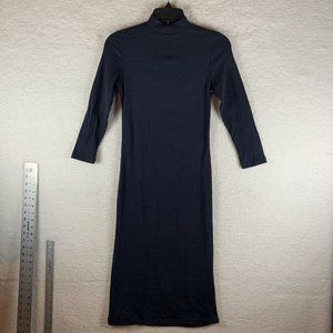Velvet Torch Midi Dress‎ Women's Small Navy Rib Knit Mock Neck Long Sleeve 6535